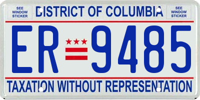 DC license plate ER9485