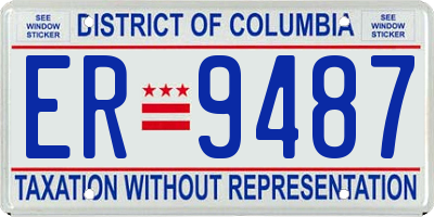 DC license plate ER9487