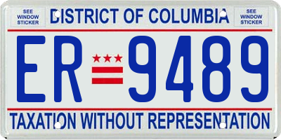 DC license plate ER9489