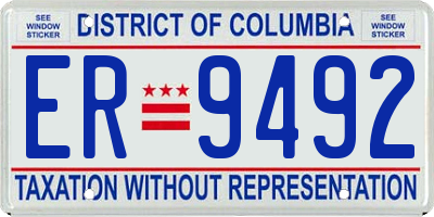 DC license plate ER9492