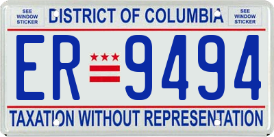 DC license plate ER9494