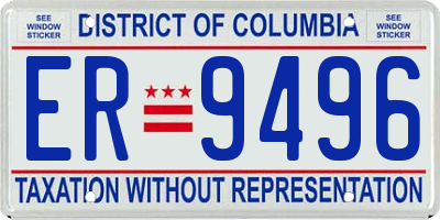 DC license plate ER9496