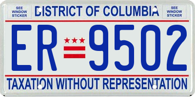 DC license plate ER9502
