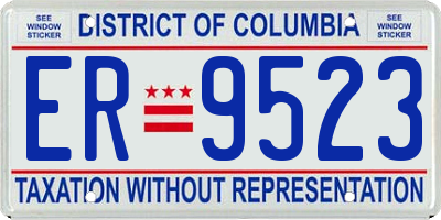 DC license plate ER9523