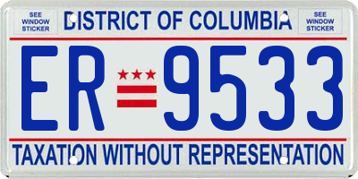 DC license plate ER9533