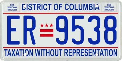 DC license plate ER9538