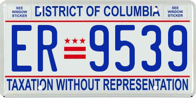 DC license plate ER9539