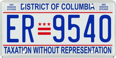 DC license plate ER9540