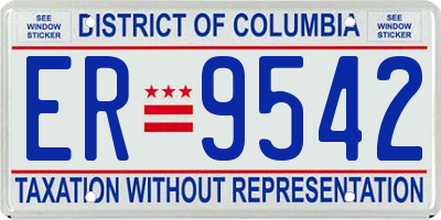DC license plate ER9542