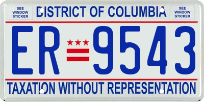 DC license plate ER9543