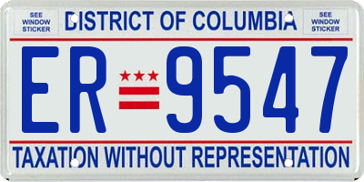 DC license plate ER9547