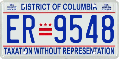 DC license plate ER9548