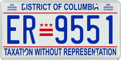 DC license plate ER9551