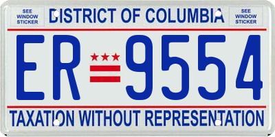DC license plate ER9554
