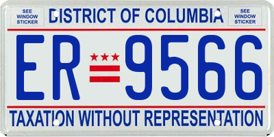 DC license plate ER9566