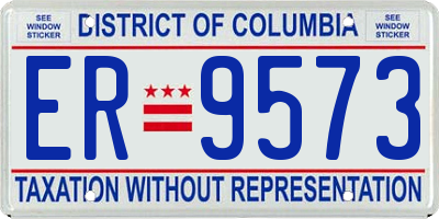 DC license plate ER9573