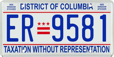 DC license plate ER9581