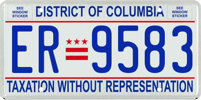 DC license plate ER9583