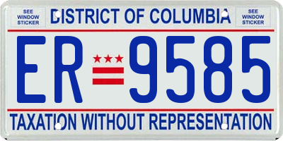 DC license plate ER9585