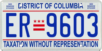 DC license plate ER9603