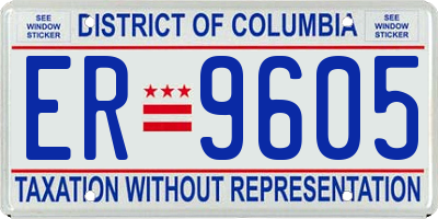 DC license plate ER9605