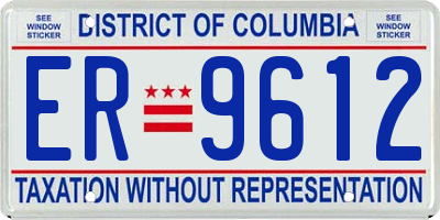 DC license plate ER9612