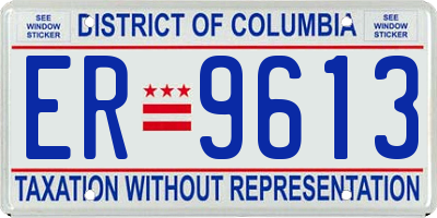 DC license plate ER9613