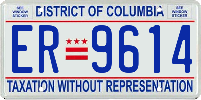 DC license plate ER9614