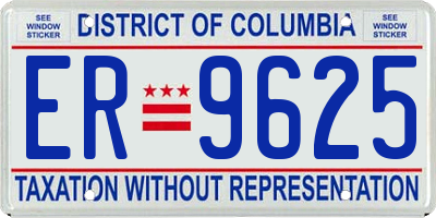 DC license plate ER9625