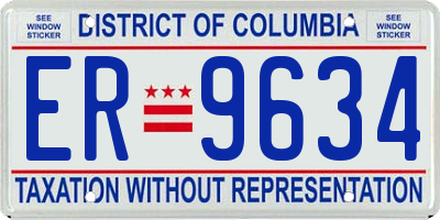 DC license plate ER9634