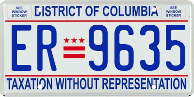 DC license plate ER9635