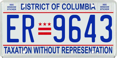 DC license plate ER9643
