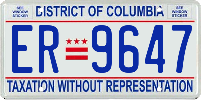 DC license plate ER9647
