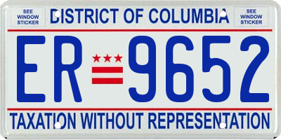 DC license plate ER9652