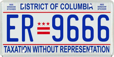 DC license plate ER9666