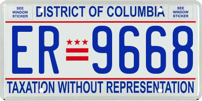 DC license plate ER9668