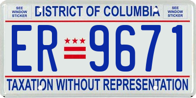 DC license plate ER9671