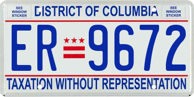 DC license plate ER9672