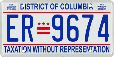 DC license plate ER9674