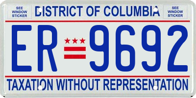 DC license plate ER9692