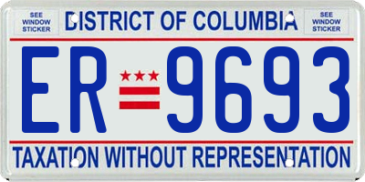 DC license plate ER9693