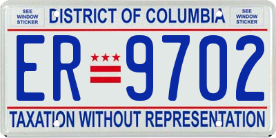 DC license plate ER9702