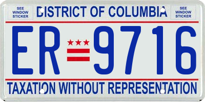 DC license plate ER9716