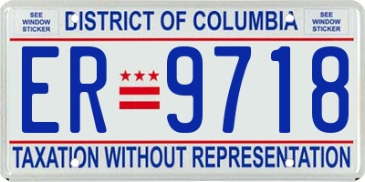 DC license plate ER9718