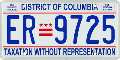 DC license plate ER9725