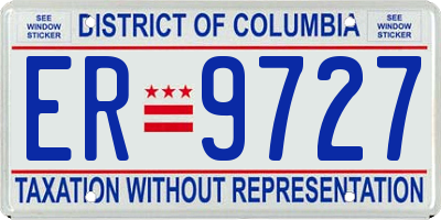 DC license plate ER9727