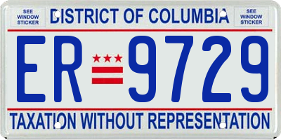 DC license plate ER9729