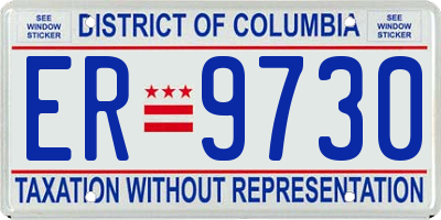 DC license plate ER9730