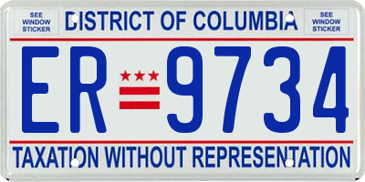 DC license plate ER9734