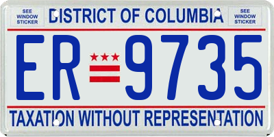 DC license plate ER9735